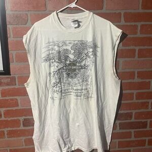 Vintage Harley-Davidson Eagle Graphic Cut-Off Tee (2XL)